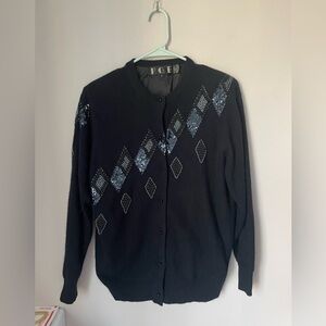 P.G.E. Vintage Lambswool and Angora Rabbit Hair Black Sequin Sweater Size Large